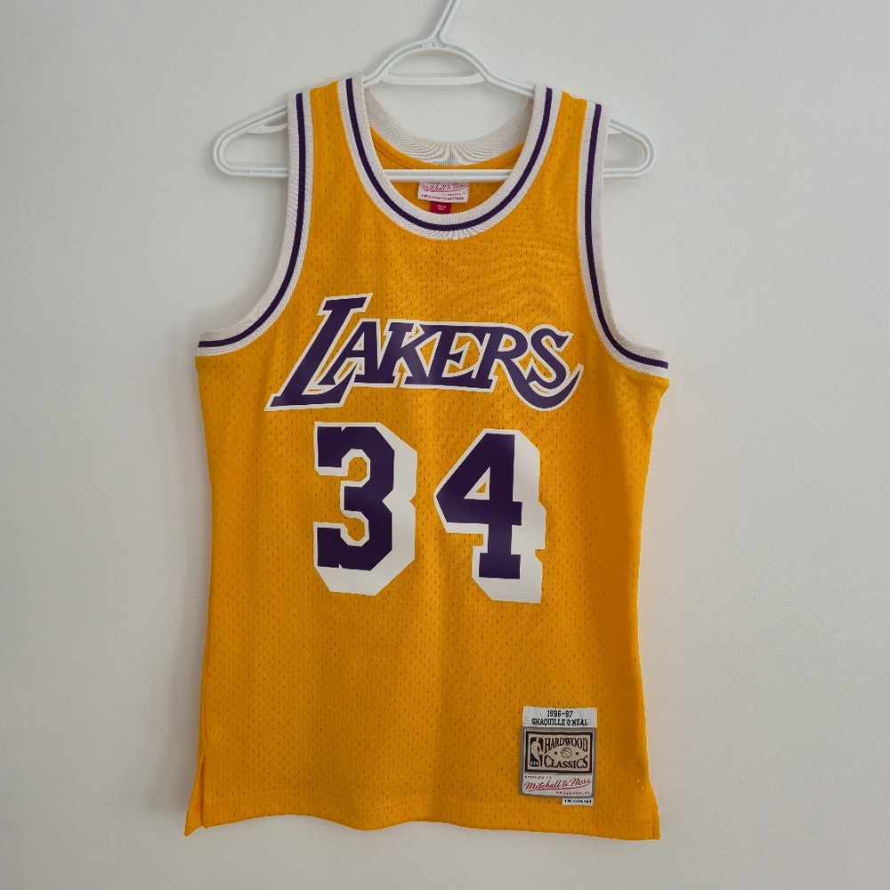 1997 Lakers Shaquille O'neal Shaq Mitchel &Ness  Swingman Jersey, S